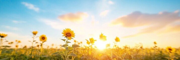 Sunlit Field Aesthetic Row of Sunflowers in Vibrant Outdoor Garden - Sustainable Growth Imagery for Organic Farming and Eco-Friendly Agricultural Campaigns