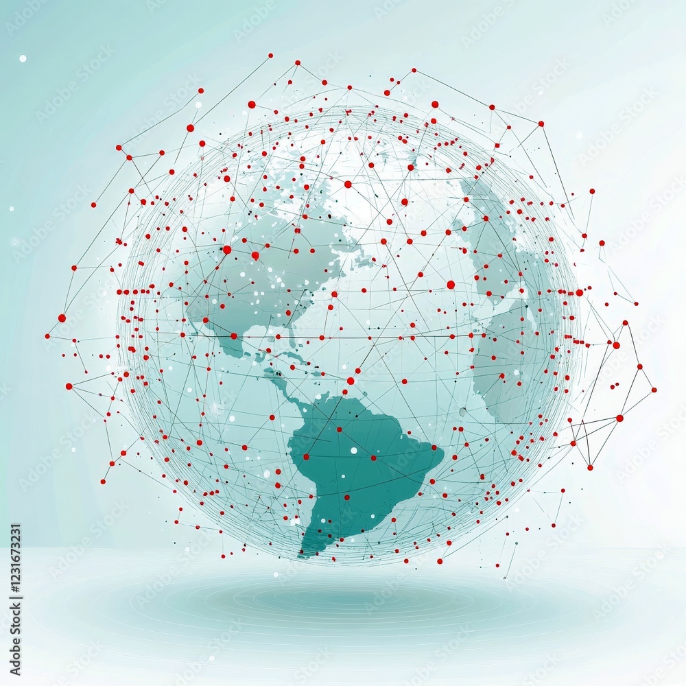 Poster abstract global network connection over world 3d visualization