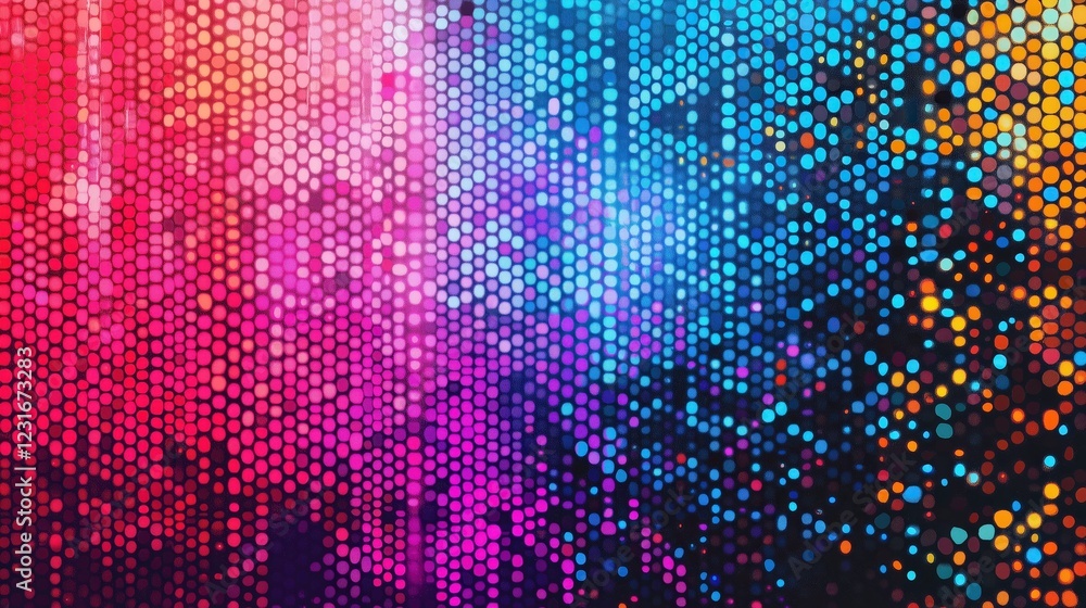 Poster vibrant pixelated rainbow: an abstract background image featuring a mesmerizing array of colorful pi