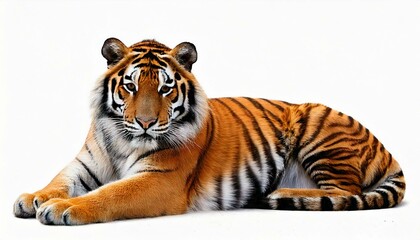  Tiger lying down isolated on white 