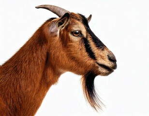 Toggenburg goat looking away against white background