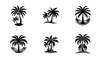 palm tree vector logo icon illustration silhouette bundle