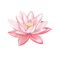 A vibrant pink lotus flower in full bloom, showcasing delicate petals and intricate details, isolated on a transparent background.
