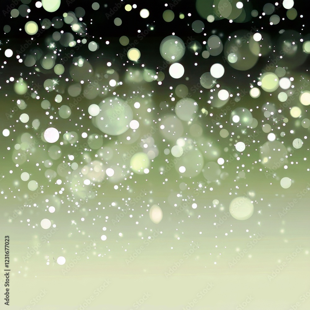 Poster soft bokeh lights with gentle green gradient background for elegant and serene visuals in various de