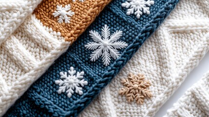 seamless pattern style Cozy Winter Knitted Pattern Isolated on White Background