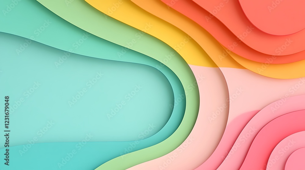 Poster colorful abstract layers in soft tones create a serene and modern background for creative projects