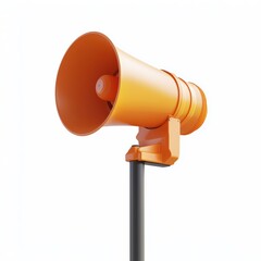loud air raid siren mounted on a pole, centered on a clean white background