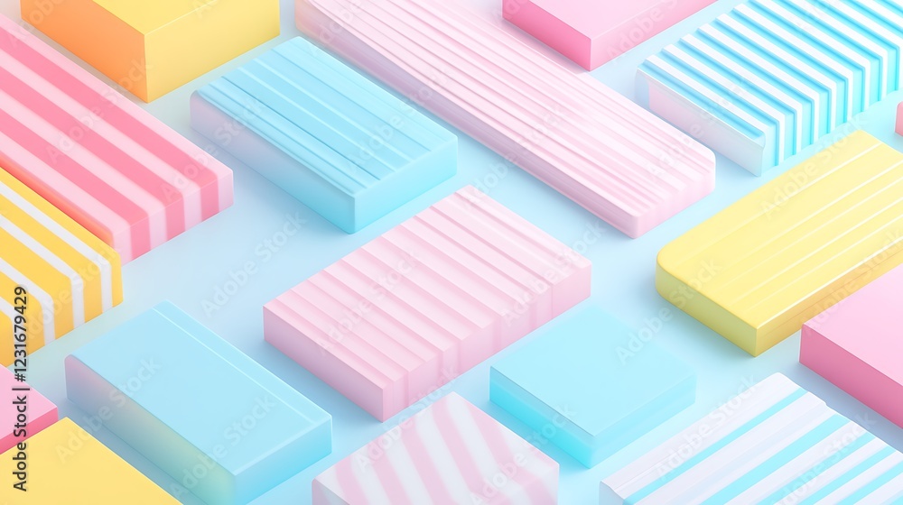 Aufkleber colorful abstract shapes in pastel hues with texture and patterns for creative backgrounds and desig