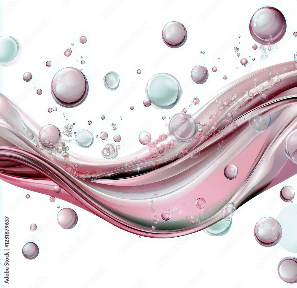 Poster abstract design featuring flowing waves, bubbles, and soft color gradients creating a seamless blend