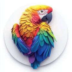 Obraz premium Macaw parrot with vibrant rainbow feathers, centered on a clean white background