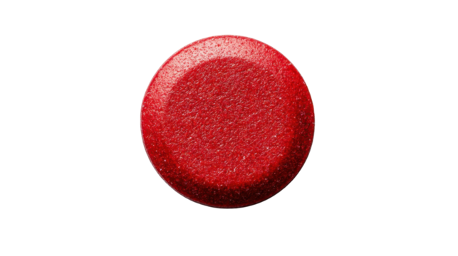 Single red pill on a transparent background representing healthcare and medicine