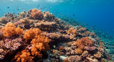 Obraz premium Vibrant Coral Reef Underwater Scene with Colorful Fish