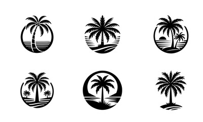 palm tree vector logo icon illustration silhouette bundle