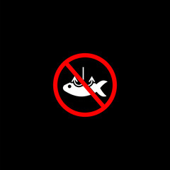 Obraz premium No fishing. Icon isolated on black background.