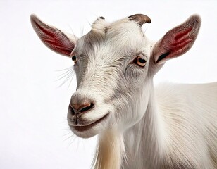  White goat isolated on white background 