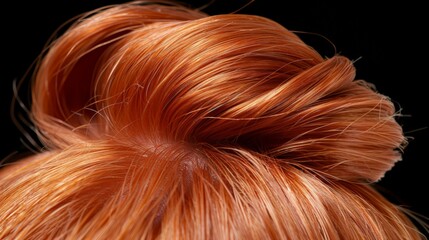Naklejka premium Red hair close-up with detailed texture on black background
