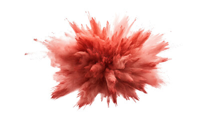 Fototapeta premium Red powder exploding creating a big ball with transparent background