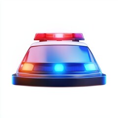 police siren with blue and red flashing lights, placed on a bright white background