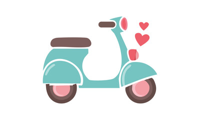 A super cute, chibi-style scooter with rounded features and a pastel color palette