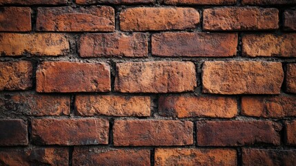 Obraz premium Close-up photo of a red brick wall Emphasize texture and details of rough surfaces.