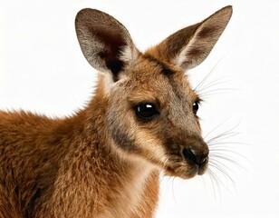 Fototapeta premium young red kangaroo (9 months) - Macropus rufus in front of a white