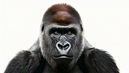 Obraz premium Young Silverback Gorilla in front of a white background 