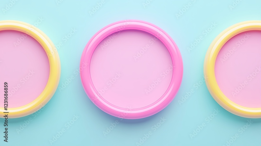 Poster colorful empty frames on a pastel background creating a playful and vibrant aesthetic for creative p