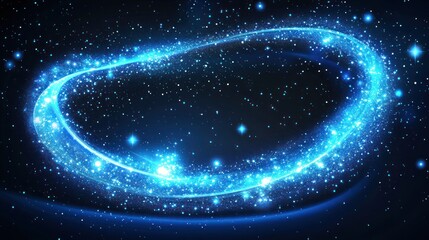 Fototapeta premium Glowing Blue Cosmic Ring, Space Background, Abstract Design