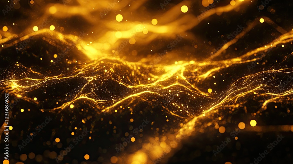 Poster abstract background of glowing data streams, representing technological processes and digital storag