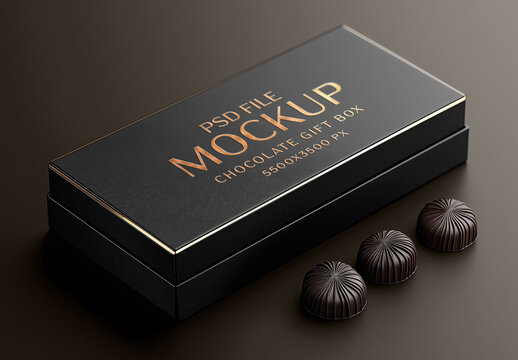 Premium Chocolate Box Packaging Mockup for Design and Branding Projects