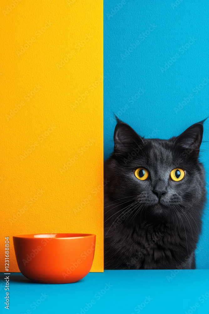 Aufkleber a modern studio setup with a subtle, minimalist vibe: a gray kittyâ€™s curious face visible behind t