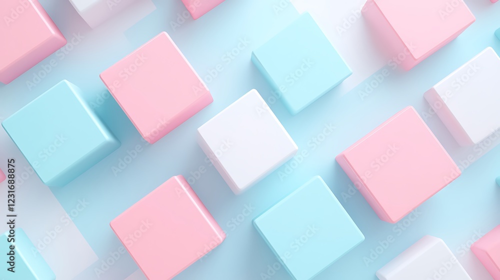 Aufkleber colorful geometric blocks arranged in a playful pattern on a soft pastel background for modern desig