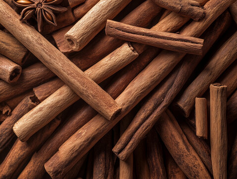 High-resolution macro capture of isolated cinnamon stick textures