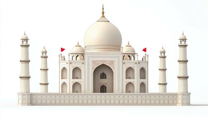 Obraz premium White Marble Replica of Iconic Monument with Flags and Detail