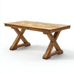 rustic farmhouse-style table with a natural wood finish, centered on a clean white background