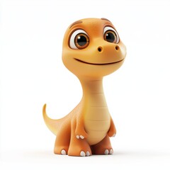 Friendly cartoon-style dinosaur with big round eyes, placed on a bright white background