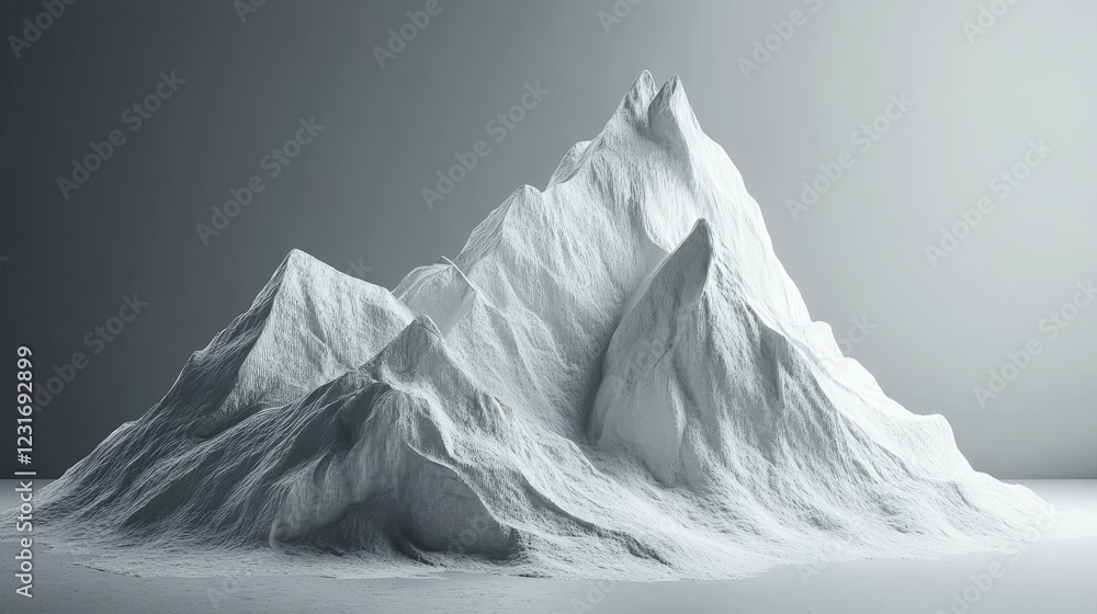 Poster dramatic snow-capped mountain peaks with shadows creating depth and texture