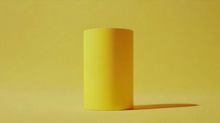 3D Illustration Yellow Cylinder on Yellow Background