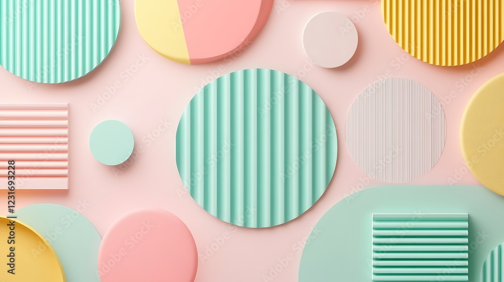 Aufkleber colorful geometric shapes and patterns on a soft background for modern design and creative projects