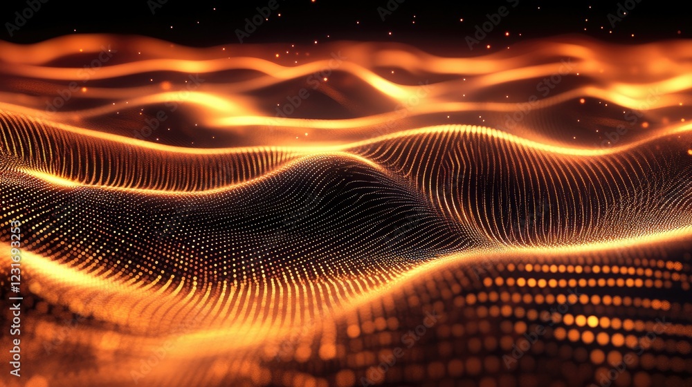 Poster dynamic abstract digital background with glowing lines and grid patterns, evoking technology and ai