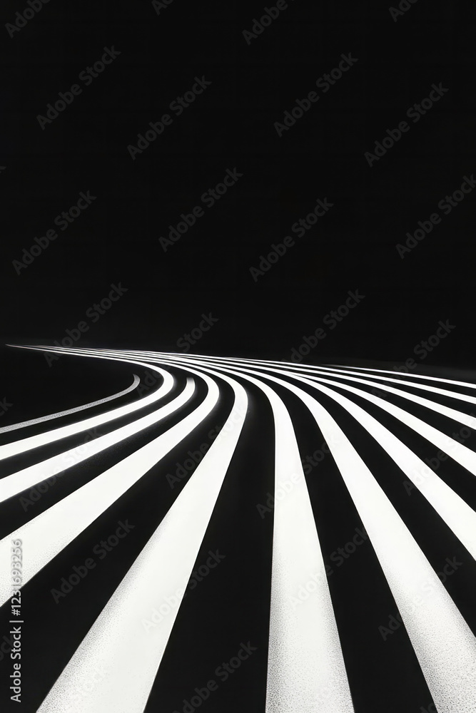 Poster an artful perspective capturing light trails passing by a quiet pedestrian crossing, emphasizing the