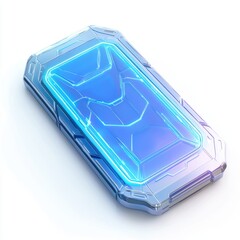 futuristic holographic smartphone mockup, centered on a clean white background