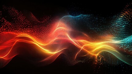 Fototapeta premium Dynamic abstract digital background with glowing lines and grid patterns, evoking technology and AI