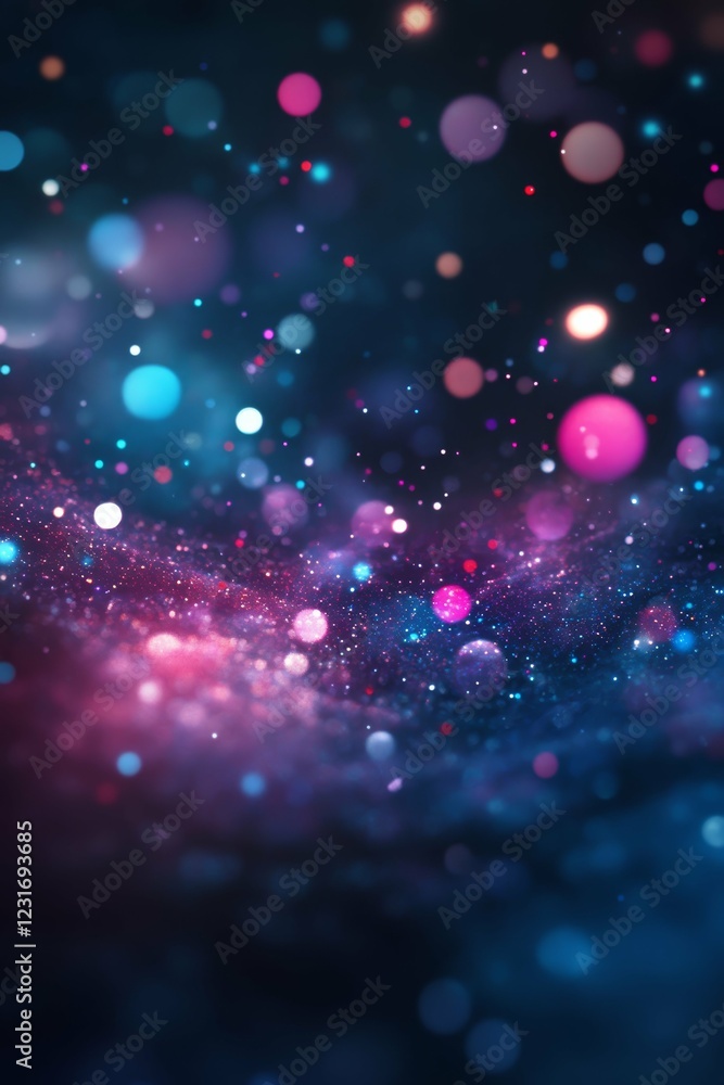 Poster vibrant abstract bokeh background with colorful cosmic lights and glowing patterns