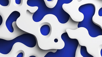 Abstract blue and white background with organic shapes and textures, creating modern and dynamic visual effect. This design evokes sense of fluidity and creativity