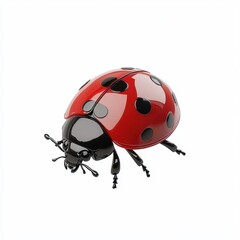 Obraz premium shiny red ladybug with black spots, isolated on a clean white background