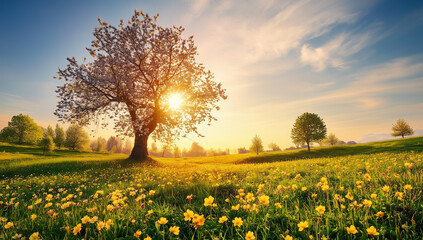 Obraz premium spring landscape, awakening of nature