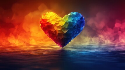 Obraz premium Activism logo design with a geometric heart and rainbow colors, symbolizing unity and diversity