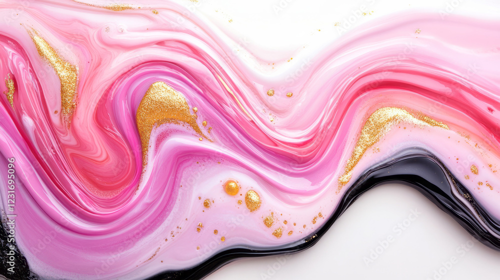 Aufkleber a dramatic overhead perspective showing abstract swirl patterns combining pink and red hues with bla