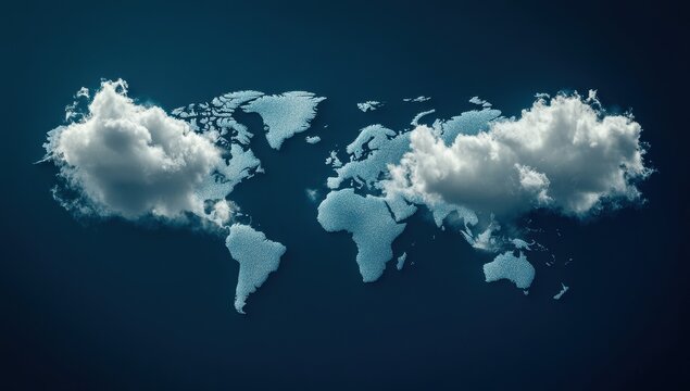 Cloud World Map Global Network Digital